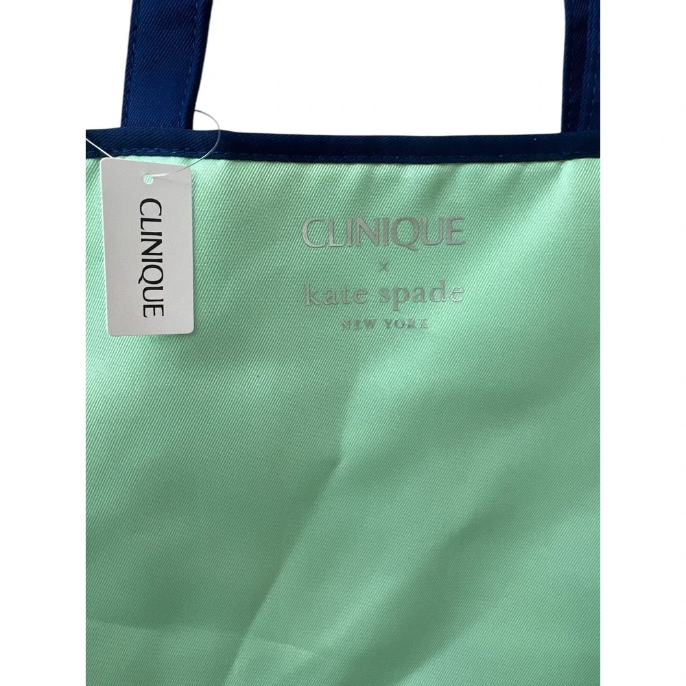 Clinique X Kate Spade New York Tote Bag Mint Green Bag of Tricks Cosmetic Print‎ - Picture 3 of 6